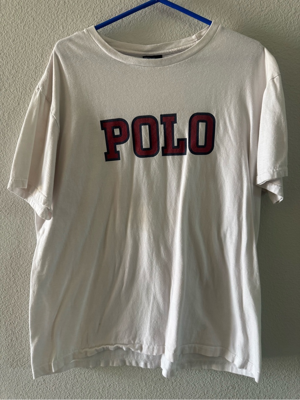 Polo by Ralph Lauren Vintage Crewneck T-Shirt in White with Red Logo Large